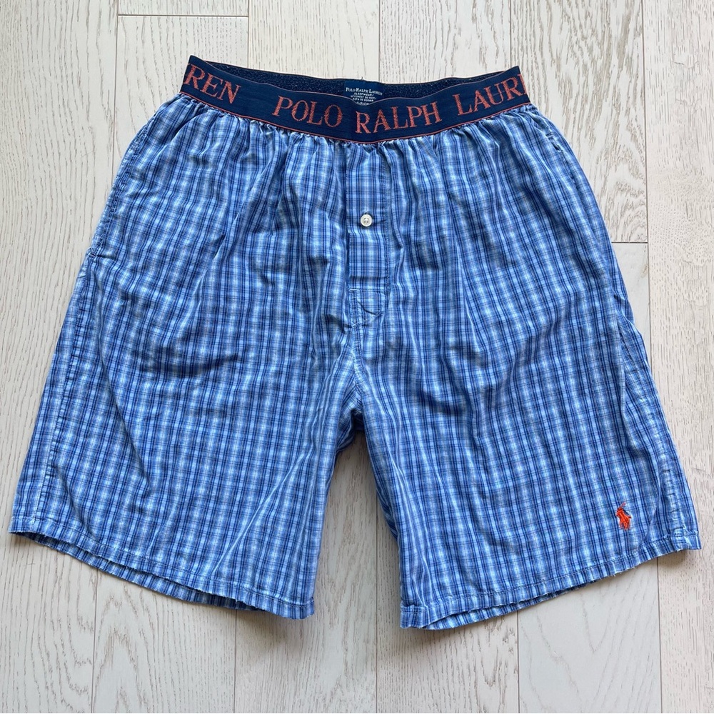 Polo Ralph Lauren Blue Plaid 100% Pure Cotton Pajama Casual Shorts Boxers